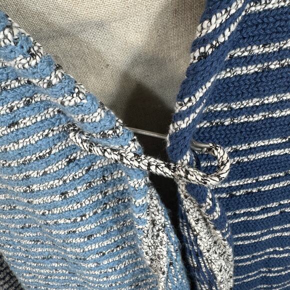 J Jill Large Cardigan Striped Long Sleeve Stretch V-Neck Patchwork Striped Blue - Picture 6 of 9